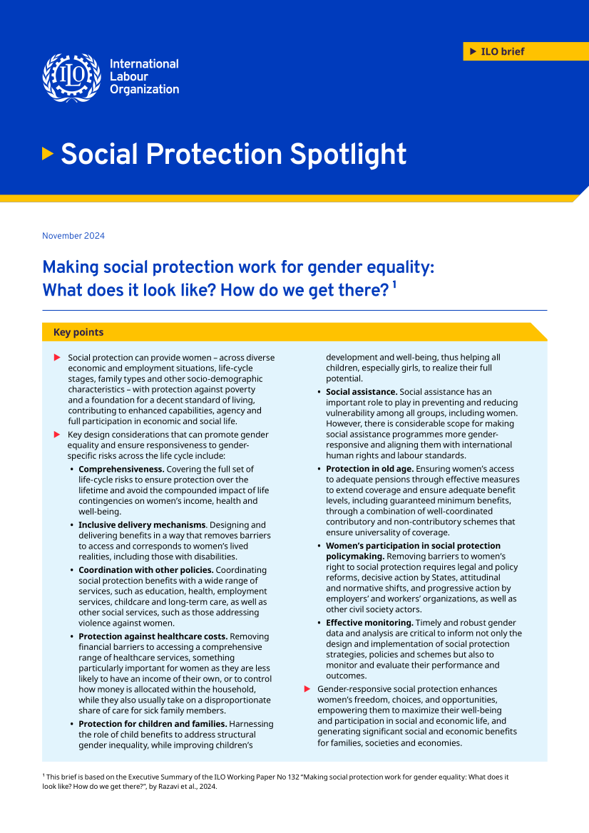 Making social protection work for gender equality: What does it look ...