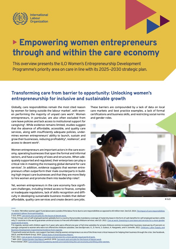 Empowering women entrepreneurs through and within the care economy ...