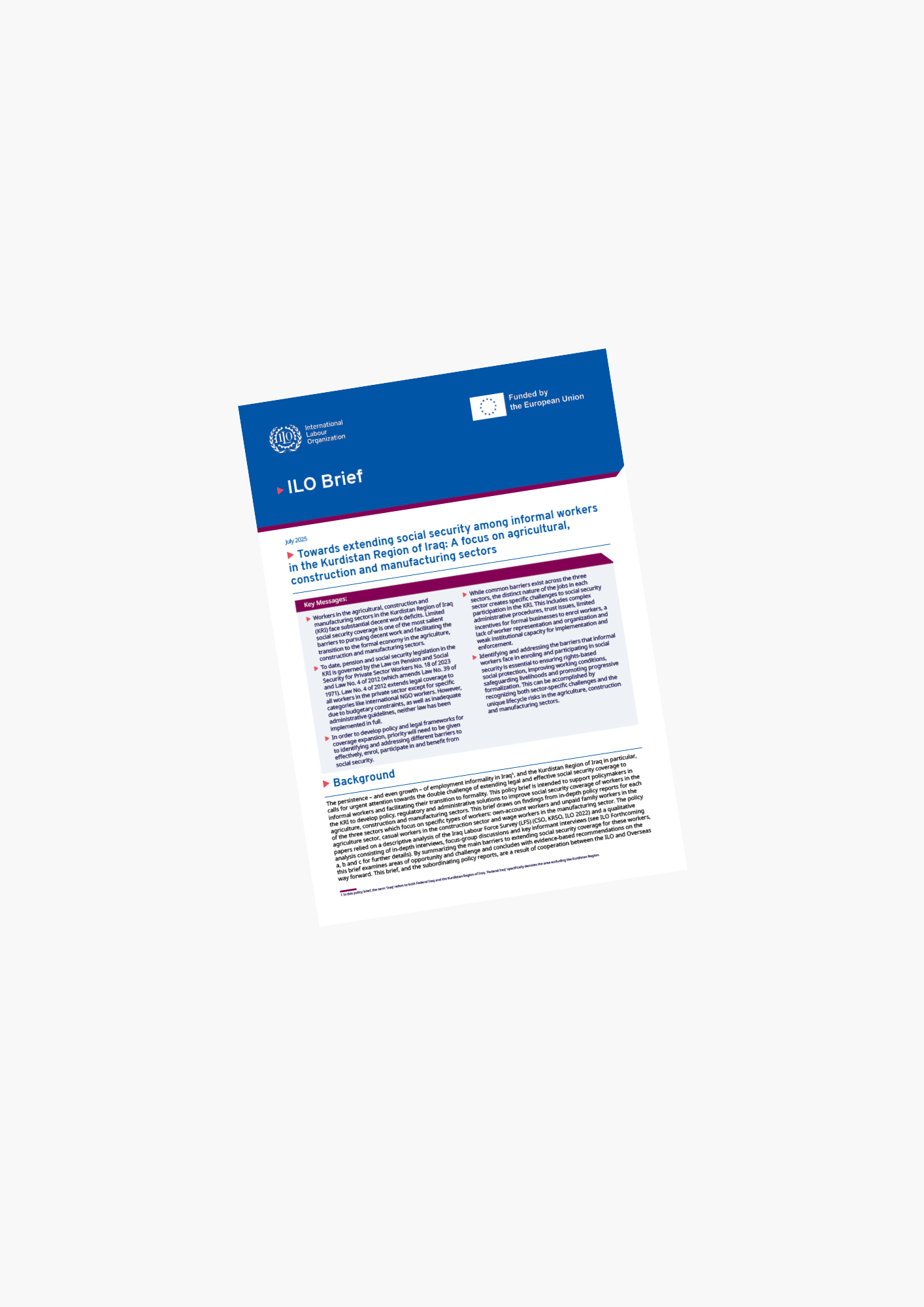 Towards extending social security among informal workers in Federal ...