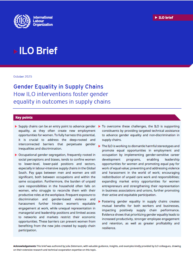 Gender equality in supply chains: How ILO interventions foster gender ...