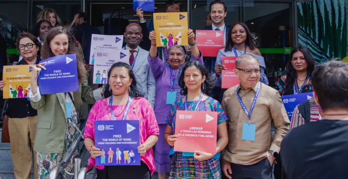 Representantes de Pueblos Indígenas y Tribales que participaron en el Diálogo Global sobre Transición Justa promovido por la OIT y el ITCILO en Brasil.