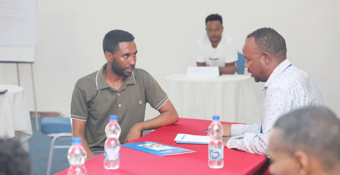 Trainees doing an assessment role play exercises