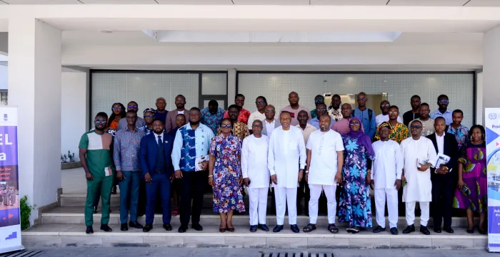 Participants from the OSH Profile launch event gather at the Ministry of Labour, Jobs and Employment, reaffirming their commitment to safer and healthier working conditions in Ghana.