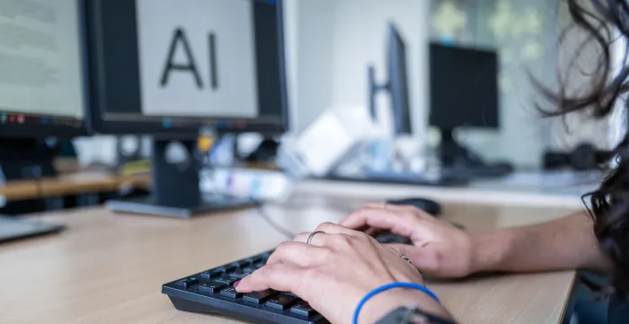 Closeup of a female hands on a computer keyboard 