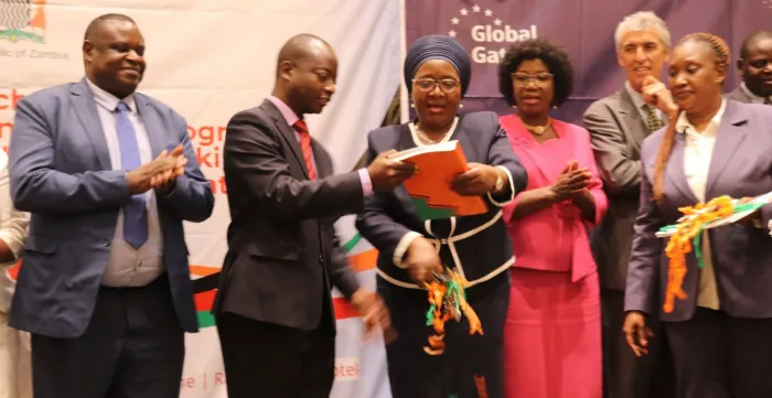Labour Minister, Mrs. Brenda Tambatamba launches the skills development tools in Livingstone.  