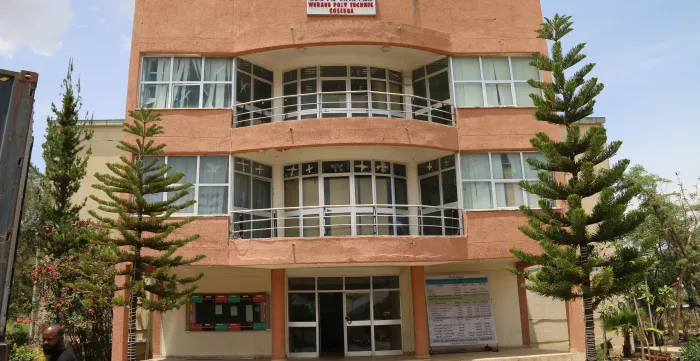 Front view of Werabe Polytechnic College building in Central Ethiopia.