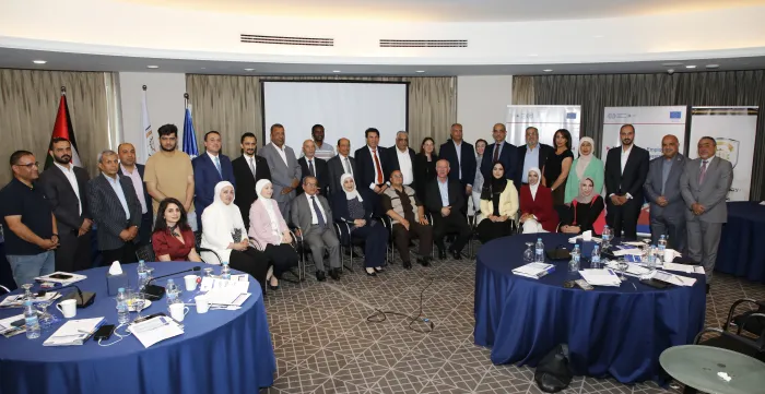Group photo of all participants in the dialogue session for trade union leaders in Jordan under the European Union co-funded Mainstreaming Employment into Trade and Investment (METI) project. Amman Jordan 16/06/2026 