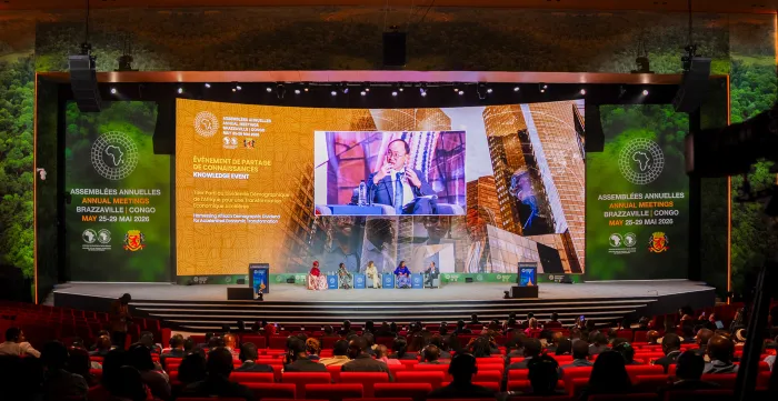 Sangheon Lee speaks during a panel discussion at the African Development Bank Annual Meetings in Brazzaville, Republic of the Congo.