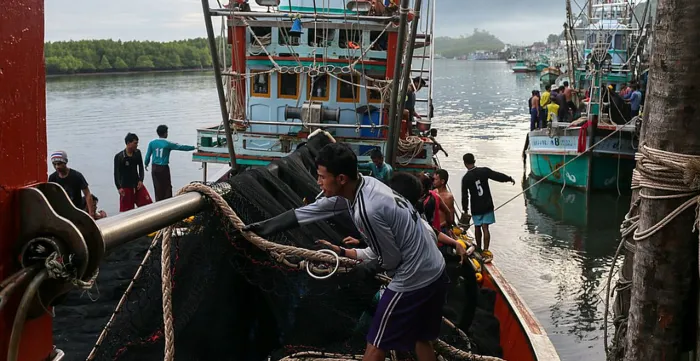 A boat with fishers