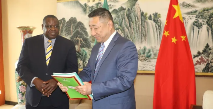 ILO Country Office Director for Zambia and Malawi, Wellington Chibebe, met Chinese Ambassador H.E. Han Jing in Lusaka, Zambia.