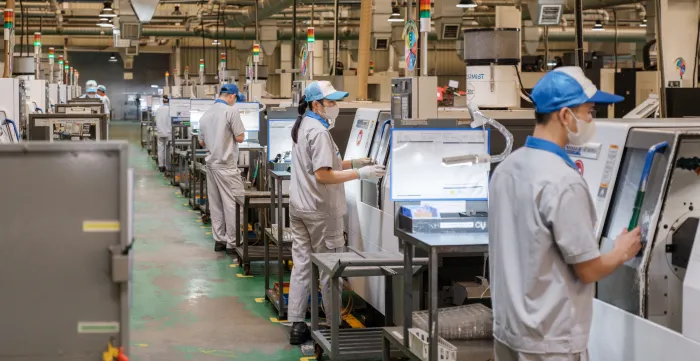Electronics factory workers