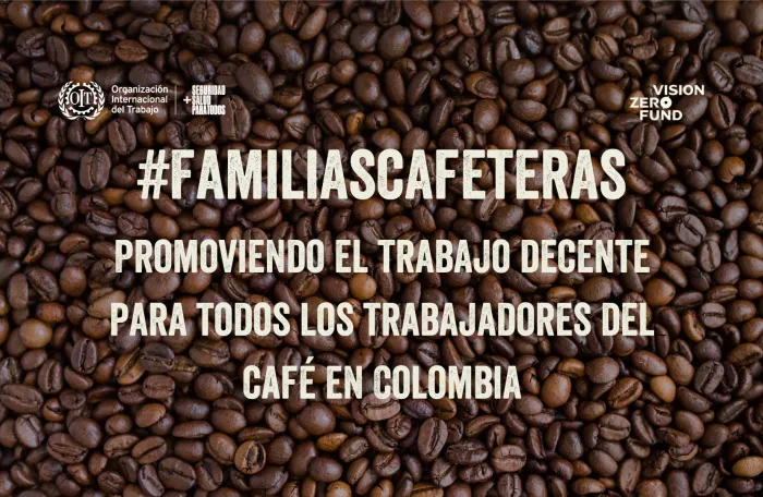 Portada del Toolkit con la inscripción #FamiliasCafeteras promoviendo el trabajo decente para todos los trabajadores del café en Colombia