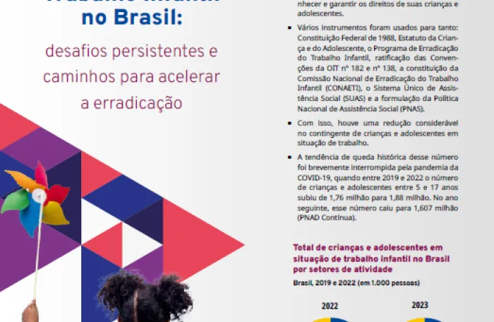 Capa do Folder Dimensões do Trabalho Infantil no Brasil: desafios persistentes e caminhos para acelerar a erradicação