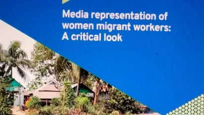 Cover page of report on media portrayal of Bangladeshi women migrant workers 