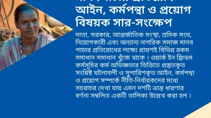 Cover page of anti-trafficking policy brief in Bangla