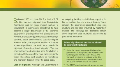 Cover of the Bangladesh publication on the high recruitment and migration costs