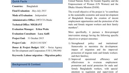 Cover image of the summary evaluation findings of the first phase of the project on promoting decent work through improved migration policy