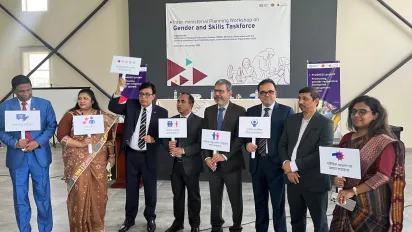 High level government officials holding messages to prevent gender based violence at the educational institutes and workplaces