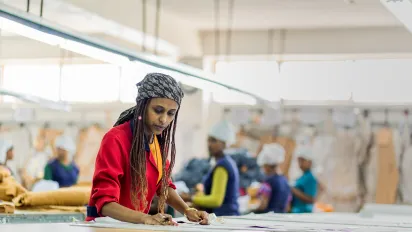 Ethiopian garment woman worker in factory