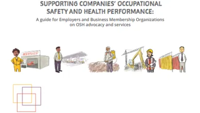 Animated characters illustrating a guide for OSH promotion for EBMOs
