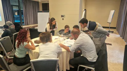 Participants engaging with trainers during the two-day training on the role of cooperatives in eliminating child labour by ILO. Beirut, 20-21/11/25