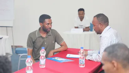 Trainees doing an assessment role play exercises
