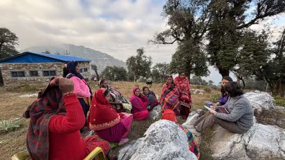 A group of female farmers gather in Karnali, Nepal.