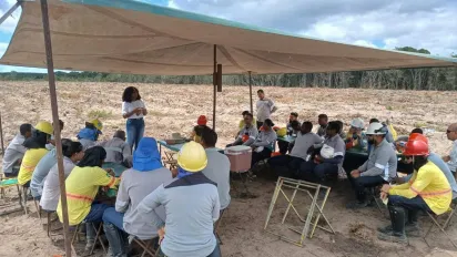Training with workers in forestry farms in Brazil