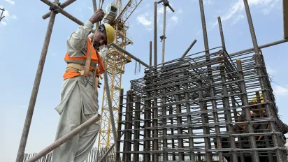 worker at the construction site in Islamabad, Pakistan
