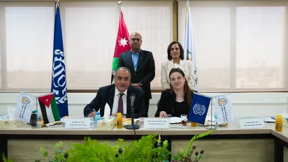 جانب من حفل توقيع الاتفاقية بين منظمة العمل الدولية والاتحاد العام لنقابات عمال الأردن