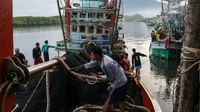 A boat with fishers