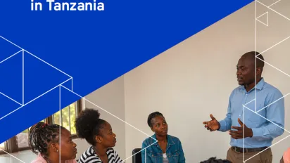Cover showing a facilitator leading a predeparture orientation session with a group of women, with ILO, BRMM, Government of Tanzania and UK aid logos.