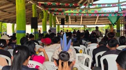 Participantes da XI Assembleia Estadual da Juventude Indígena, realizada em Roraima.