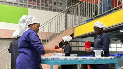 Women working in a cosmetics factory near Nairobi, Kenya. 