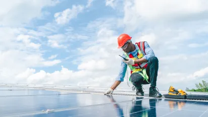 Working on solar farm construction
