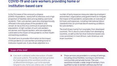 COVID-19 and care workers providing home or institution-based care - Cover