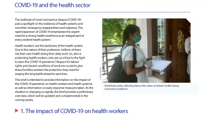 COVID-19 and the health sector - Cover