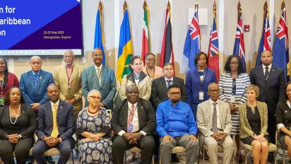 Group photo of delegates and officials opening cermenony Caribbean Labour Ministers in Guyana