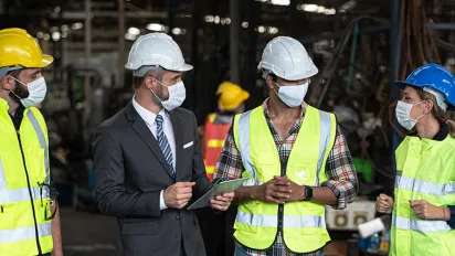 Workers at factory during COVID-19