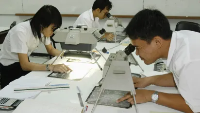 Group of students working at Dusit Vocational and Technical College. Bangkok. Thailand.