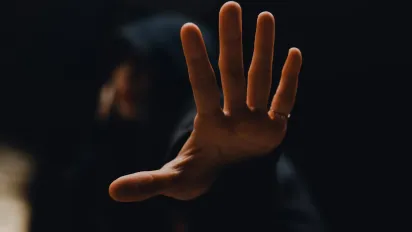 Close-up of a hand with open palm.