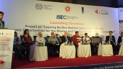 Vivek Prakash, a representative of Canada, addresses participants at the launch event of the Improving skills and economic opportunities for the host Bangladeshi community in Cox’s Bazar