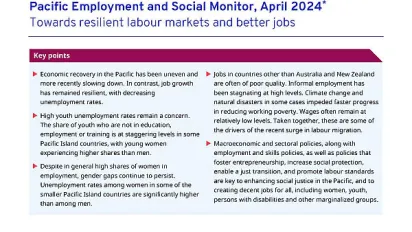 Cover of the Pacific Employment and Social Monitor, April 2024: Towards resilient labour markets and better jobs