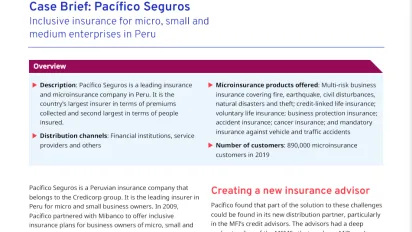 Cover for publication: "Social Finance Brief: Pacífico Seguros"