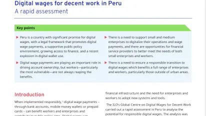 Cover for publication: "Digital wages for decent work in Peru - a rapid assessment"