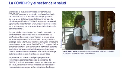 La COVID-19 y el sector de la salud - Portada