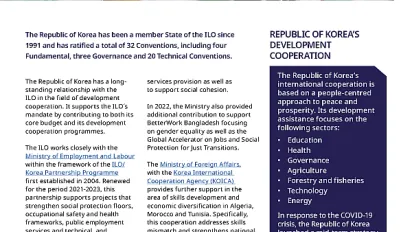 Cover of the Republic of Korea - ILO Cooperation at a glance