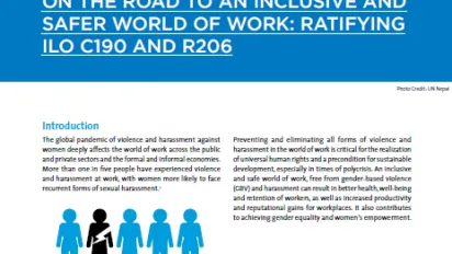Cover on the road to an inclusive and safer world of work