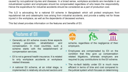 Image of the front page of the Bangladesh employment injury insurance scheme fact sheet