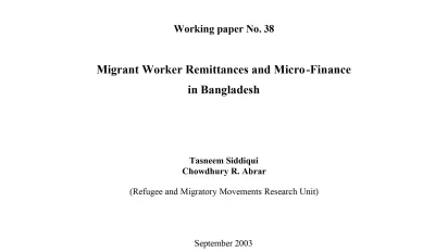 Cover page of the working paper on Bangladeshi migrant remittances